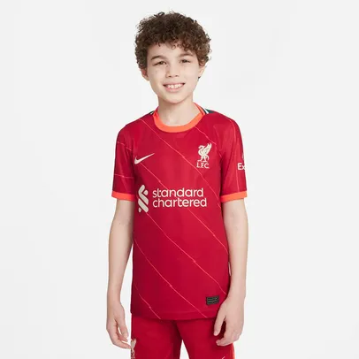 Camisa Liverpool Juvenil Home 21/22 s/n° Torcedor Nike