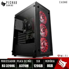 [Ame] PC Gamer Pichau Cadmo, Ryzen 3 3200G, 8GB DDR4, SSD 120GB, 400W + Wi-FI | R$ 2120