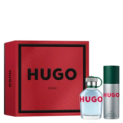 Kit Hugo Boss Coffret Perfume Hugo Man Eau de Toilette Masculino 75 ml + Desodorante 150 ml Caixa Vermelha