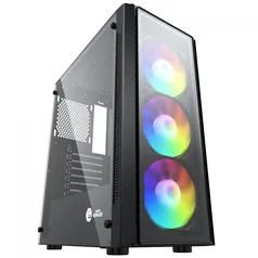 Gabinete Gamer Ninja FÚRIA, RGB, Mid Tower, Vidro Temperado, ATX, Sem Fonte, Com 3 Fans