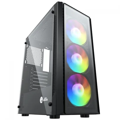 Gabinete Gamer Ninja FÚRIA, RGB, Mid Tower, Vidro Temperado, ATX, Sem Fonte, Com 3 Fans