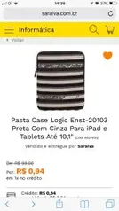 Pasta Case Logic Enst-20103 Preta Com Cinza Para iPad e Tablets Até 10,1"