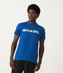 Camiseta Meia Malha com Estampa Brasil - Torcida Brasil  Azul