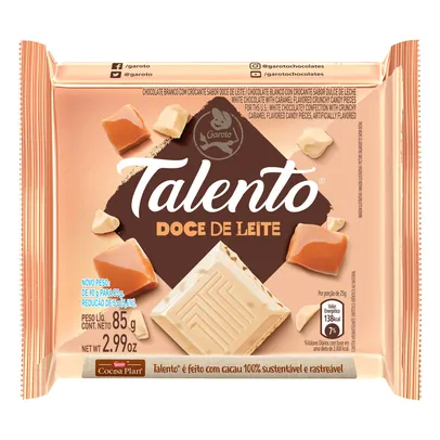 [ LEV 4 PAG 3 ] Chocolate GAROTO TALENTO Branco com Doce de Leite 85g