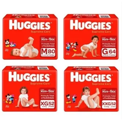 Fralda Huggies Supreme Care M(72) G(66) XG(58) XXG(58)