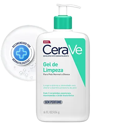 CeraVe, Gel de Limpeza Facial para pele oleosa, com Ácido Hialurônico e Niacinamida, 454g