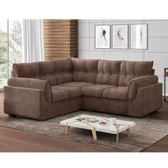 Sofá De Canto 5 Lugares Chile Suede Marrom R$ 1099