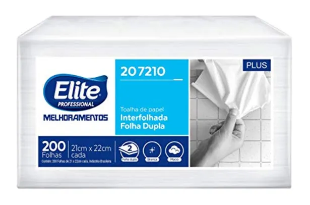 Papel Toalha Interfolhado Folha Dupla Elite Plus Com 200 Folhas, Elite Professional