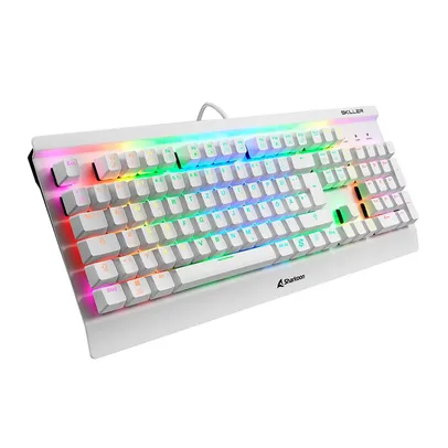 Teclado Gamer Sharkoon Shark Skiller Mech SGK3, RGB, Switch Kailh Blue, Branco - SKILLER-SGK3-RGB-Bl