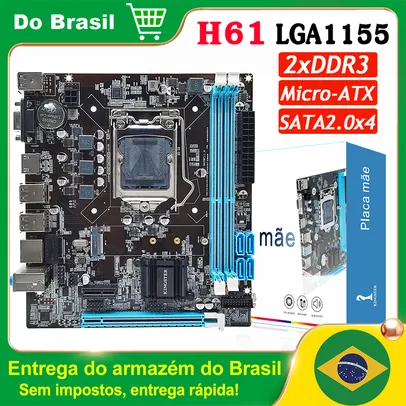 [DoBrasil] Placa Mãe H61 LGA 1155 Memória DDR3 16GB Micro ATX Desktop