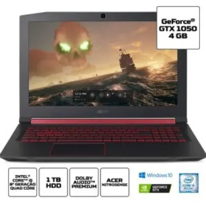 (AME R$ 2836) Notebook Gamer Acer i5-8300H 8 GB RAM GTX 1050 GB SSD 128 GB