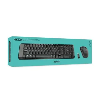 Combo Teclado e Mouse sem fio Logitech MK220 com Design Compacto, Conexão USB, Pilhas Inclusas e Layout ABNT2