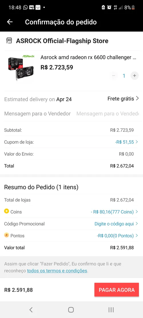 Imagem na descrição da promoção