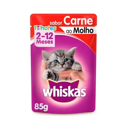 Ração Úmida Whiskas Sachê para Gatos Filhotes Sabor Carne ao Molho - 85g