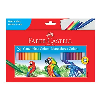 [+Por- R$16 ] Canetinha Hidrográfica 24 Cores, Faber-Castell