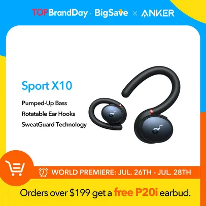 [Taxa Inclusa] Anker Soundcore Sport X10 fone de ouvido bluetooth 5.2, IPX7