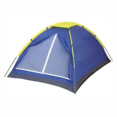 Barraca de Camping Iglu para 2 Pessoas em Fibra de Vidro MOR 9033 Azul e Amarela - R$ 70