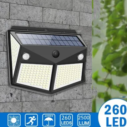 ARILUX 260LED luz solar externa IP65 à prova d'água sensor de movimento luz solar jardim passagem iluminação de segurança preto