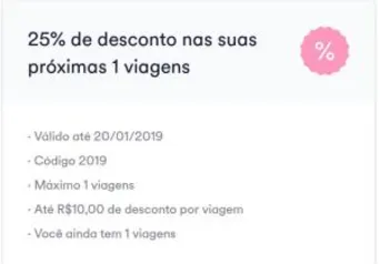 25% OFF em 1 corrida na Cabify