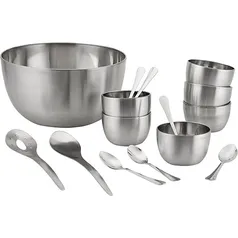 Saladeira Inox com 2 Talheres + Conjunto Sobremesa com 12 Peças -  La Cuisine