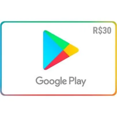 (10% de volta AME) Gift Card Digital Google Play R$ 30