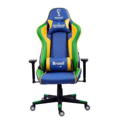 ￼Cadeira Gamer FIFA Qatar 2022 Checkpoint Brasil Azul - MT-2000