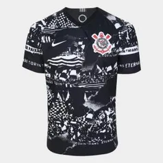 Camisa Corinthians III Invasões 19/20 Torcedor s/nº Nike Masculina - Preto+Branco | R$64