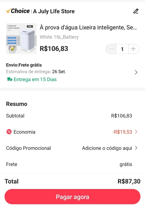 Imagem na descrição da promoção