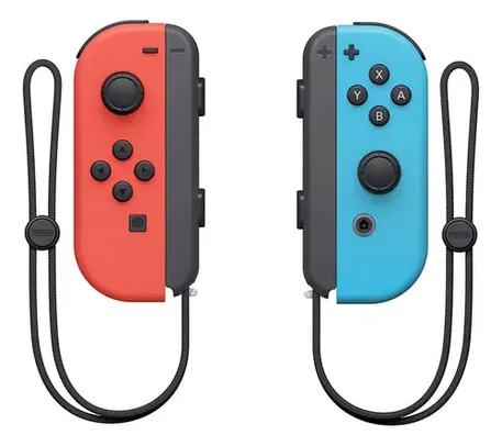 Controle joystick sem fio Nintendo Switch Joy-Con (L)/(R) Neón vermelho-neón/azul-neón 2 unidades