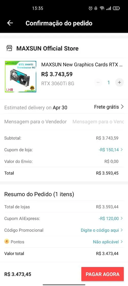 Imagem na descrição da promoção