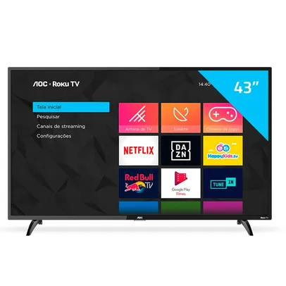 Smart TV AOC 43 Polegadas LED Full HD, 3 HDMI, 1 USB, Wi-Fi - 43S5195/78G