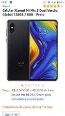 Xiaomi Mi Mix 3 Dual Versão Global 128GB / 6GB - Preto | R$2577