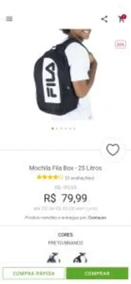 Mochila Fila Box 25L Preto e Branco