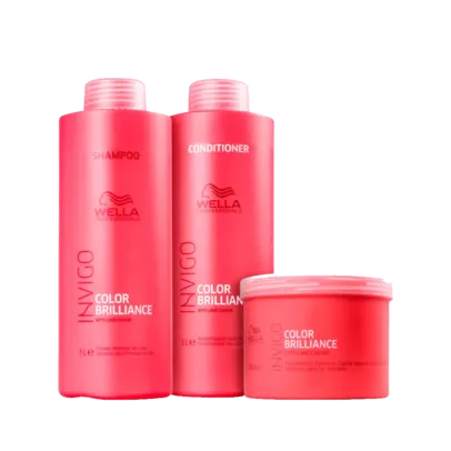 Kit Wella Shampoo + Condicionador 1000ml + Máscara Invigo Brilliance 500ml | R$299