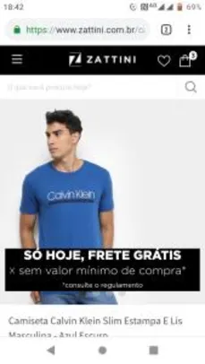 Camiseta T-Shirt Calvin Klein Masculina - Preto - R$96