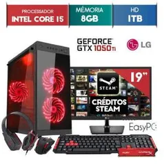 PC Gamer com Monitor 19 Lg 20m37a Intel i5 8gb Hyperx HD 1tb Gtx 1050ti Easypc - R$2849