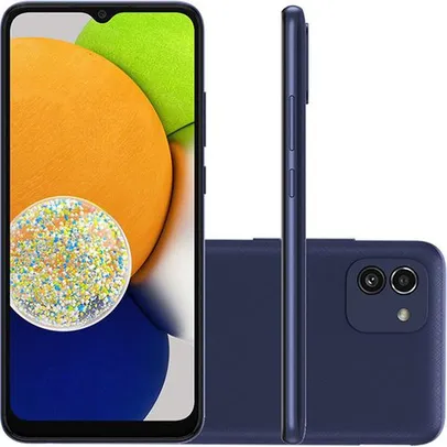 [AME SC R$ 591]Smartphone Galaxy A03 64GB 4G Wi-Fi Tela 6.5'' Dual Chip 4GB RAM Câmera Dupla + Selfie 5MP - Azul