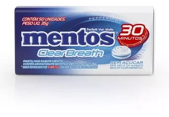 Pastilha Mentos Clear Breath Peppermint Sem Açúcar - 35g