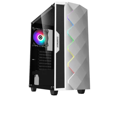 Gabinete Gamer Gamemax Diamond, RGB,  Mid Tower, Vidro Temperado, Branco, S-Fonte, Com 1 Fan