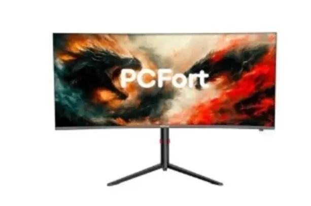 Monitor Gamer Curvo Concórdia Pcfort 34" QHD, 165Hz, 1Ms, HDR, 99% sRGB, FreeSync/Gsync, 2x Display Port, 2x HDMI, Alto Falante - W340i165