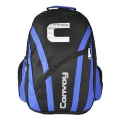 Mochila Executiva CO40008PA em Poliéster, Alças Acochoadas, Ziper duplo, 4 Compartimento Externos, Preto com Azul - R$ 24,90