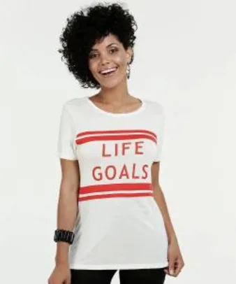 Blusa Feminina Estampa Frontal Life Goals (Tam. M e G) | R$16