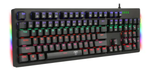 Teclado Gamer Mecânico T-Dagger Bermuda, RGB, Switch Blue, Black, ABNT, T-TGK312-BL