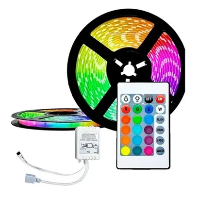 Fita Led Rgb Colorida 5m + Controle + Frete Grátis