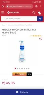 Hidratante Corporal Mustela Hydra Bebê 300ml | R$46