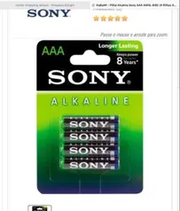 Pilha Alcalina Sony AAA AM4L-B4D (4 Pilhas AAA) R$7,90