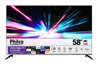 Smart TV Philco 58" 4K PTV58G70R2CSGBL HDR10 Dolby Audio 4X HDMI 2.0 WiFi Roku TV