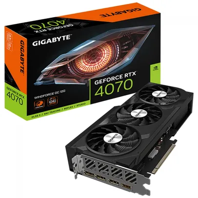 Placa de Vídeo Gigabyte NVIDIA GeForce RTX 4070 WINDFORCE OC, 12GB, GDDR6X, DLSS, Ray Tracing, GV-N4070WF3OC-12GD