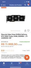 Zotac RTX 3090 Trinity, 24GB, GDDR6 | R$9.599