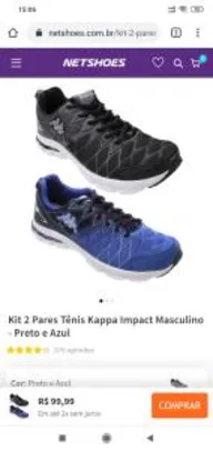 Kit 2 Pares Tênis Kappa Impact Masculino - R$100